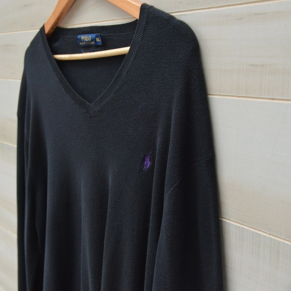 Polo Ralph Lauren Black V-Neck Sweater Size XXL - Picture 2 of 4